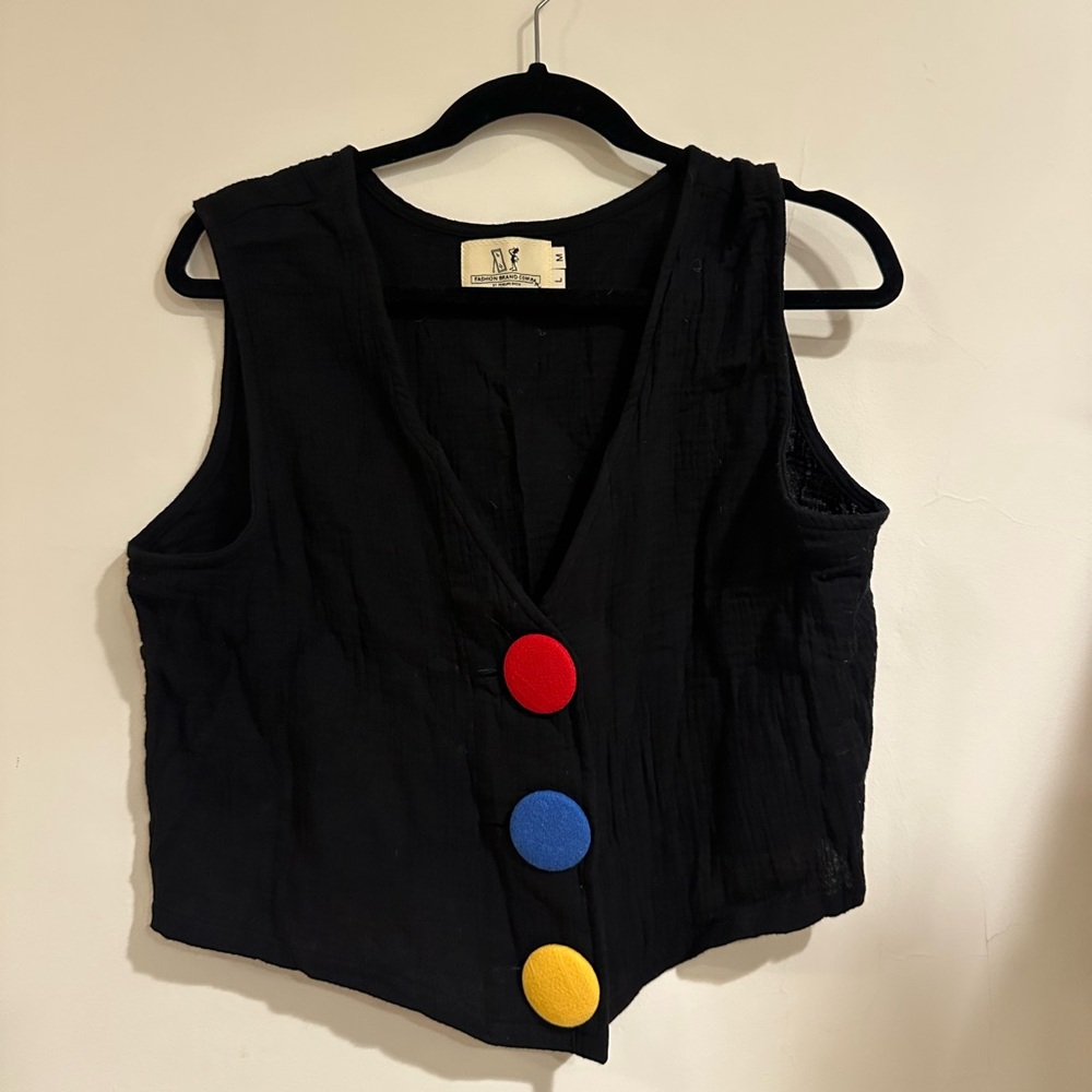 Fashion Brand Company Black Tank Top with Colorful Accents